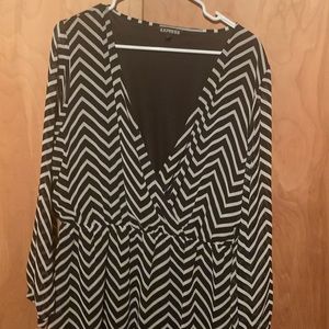 Cute Black & White elastic waist dress from Express. Never worn, sheer sleeves.